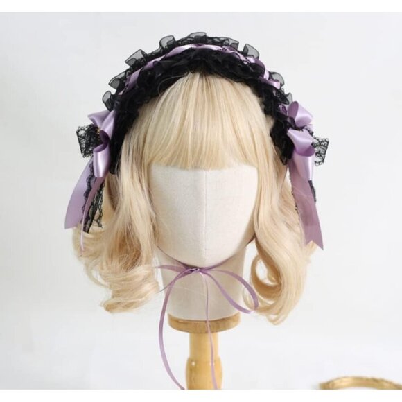 Gothic Lolita Devil Horns Headband Lace Furry Costume Accessory Halloween main image 7
